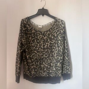 Victoria’s Secret PINK Scoop Neck Sweatshirt Sage, Olive & Gray Leopard print XS